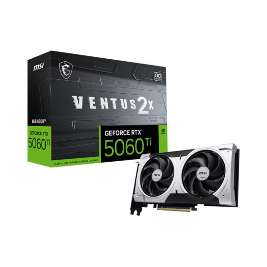 Graphics Card|MSI|NVIDIA GeForce RTX 5060 Ti|8 GB|GDDR7|128 bit|PCIE 5.0 16x|Dual Slot Fansink|1xHDMI|3xDisplayPort|5060TI8GVENTUS2XOCPL Graphics Card|MSI|NVIDIA GeForce RTX 5060 Ti|8 GB|GDDR7|128 bit|PCIE 5.0 16x|Dual Slot Fansink|1xHDMI|3xDisplayPort|5060TI8GVENTUS2XOCPL