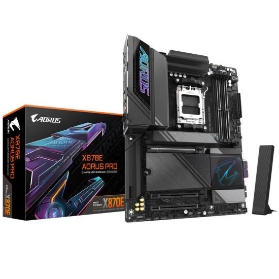 Mainboard|GIGABYTE|AMD X870E|SAM5|ATX|Memory DDR5|Memory slots 4|1xPCI-Express 3.0 4x|1xPCI-Express 4.0 4x |1xPCI-Express 5.0 16x|4xM.2|1xHDMI|2xUSB 2.0|7xUSB 3.2|2xUSB-C|1xOptical S/PDIF|1xRJ45|2xAudio port|X870EAORUSPRO1.1 Mainboard|GIGABYTE|AMD X870E|SAM5|ATX|Memory DDR5|Memory slots 4|1xPCI-Express 3.0 4x|1xPCI-Express 4.0 4x |1xPCI-Express 5.0 16x|4xM.2|1xHDMI|2xUSB 2.0|7xUSB 3.2|2xUSB-C|1xOptical S/PDIF|1xRJ45|2xAudio port|X870EAORUSPRO1.1