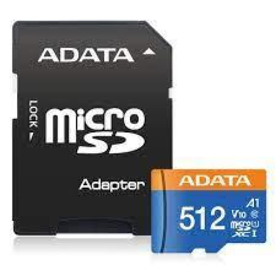 MEMORY MICRO SDXC 512GB W/AD./AUSDX512GUICL10A1-RA1 ADATA MEMORY MICRO SDXC 512GB W/AD./AUSDX512GUICL10A1-RA1 ADATA