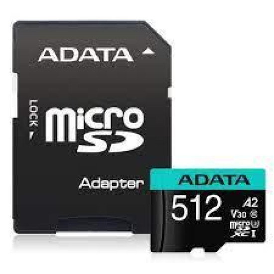 MEMORY MICRO SDXC 512GB W/AD./AUSDX512GUI3V30SA2-RA1 ADATA MEMORY MICRO SDXC 512GB W/AD./AUSDX512GUI3V30SA2-RA1 ADATA