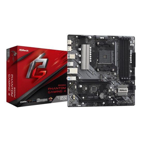 Mainboard|ASROCK|AMD B550|SAM4|MicroATX|1xPCI-Express 3.0 1x|1xPCI-Express 3.0 4x|2xM.2|1xPCI-Express 4.0 16x|Memory DDR4|Memory slots 4|1xHDMI|1xDisplayPort|2xAudio-In|1xAudio-Out|2xUSB 2.0|4xUSB 3.2|1xPS/2|1xRJ45|B550MPHANTOMGAMING4