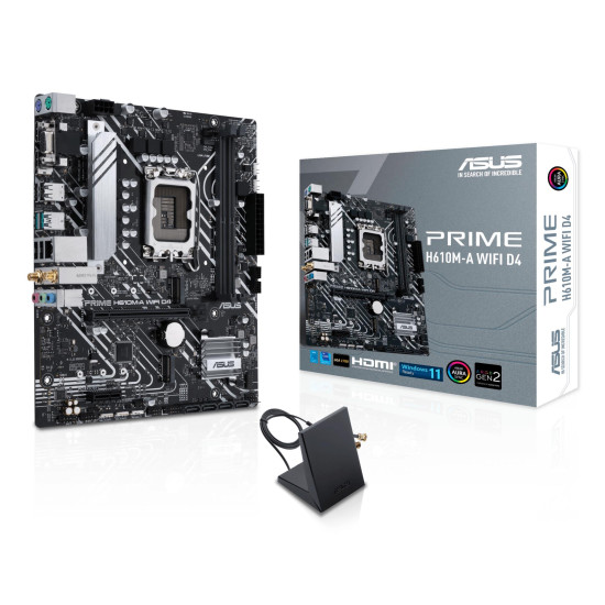 Mainboard|ASUS|Intel H610|LGA1700|Micro-ATX|Memory DDR4|Memory slots 2|1xPCI-Express 3.0 1x|1xPCI-Express 4.0 16x|2xM.2|1x15pin D-sub|1xHDMI|1xDisplayPort|2xAudio-In|1xAudio-Out|4xUSB 2.0|2xUSB 3.2|2xPS/2|1xRJ45|2xRF-Out|H610M-AWIFID4