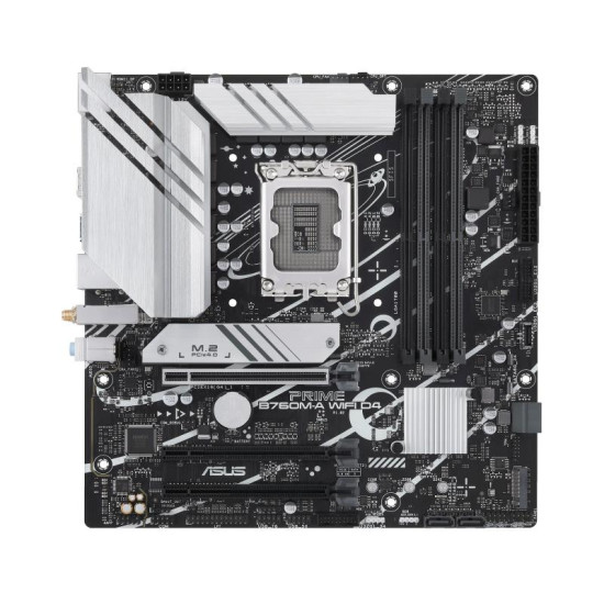 Mainboard|ASUS|Intel B760 Express|LGA1700|Micro-ATX|Memory DDR4|Memory slots 4|3xPCI-Express 4.0 16x|2xM.2|2xHDMI|1xDisplayPort|4xUSB 2.0|2xUSB 3.2|1xPS/2|1xRJ45|3xAudio port|PRIMEB760M-AWIFID4