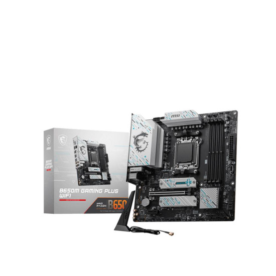Mainboard|MSI|AMD B650|SAM5|Micro-ATX|Memory DDR5|Memory slots 4|2xPCI-Express 1x|1xPCI-Express 16x|2xM.2|1xHDMI|1xDisplayPort|7xUSB 3.2|1xUSB-C|1xRJ45|5xAudio port|B650MGAMINGPLUSWIFI Mainboard|MSI|AMD B650|SAM5|Micro-ATX|Memory DDR5|Memory slots 4|2xPCI-Express 1x|1xPCI-Express 16x|2xM.2|1xHDMI|1xDisplayPort|7xUSB 3.2|1xUSB-C|1xRJ45|5xAudio port|B650MGAMINGPLUSWIFI