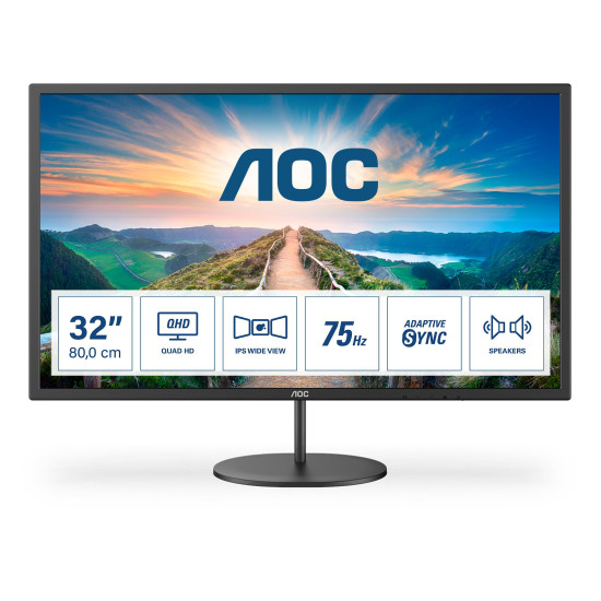LCD Monitor|AOC|Q32V4|31.5"|Business|Panel IPS|2560x1440|16:9|75Hz|Matte|4 ms|Speakers|Tilt|Colour Black|Q32V4
