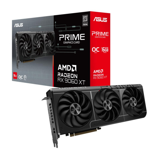 Graphics Card|ASUS|AMD Radeon RX 9060 XT|16 GB|GDDR6|128 bit|PCIE 5.0 16x|Triple slot Fansink|1xHDMI|2xDisplayPort|PRIME-RX9060XT-O16G Graphics Card|ASUS|AMD Radeon RX 9060 XT|16 GB|GDDR6|128 bit|PCIE 5.0 16x|Triple slot Fansink|1xHDMI|2xDisplayPort|PRIME-RX9060XT-O16G