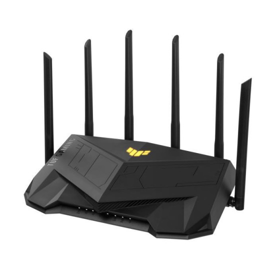 Wireless Router|ASUS|Wireless Router|6000 Mbps|Mesh|Wi-Fi 5|Wi-Fi 6|IEEE 802.11a|IEEE 802.11b|IEEE 802.11g|IEEE 802.11n|USB 3.2|4x10/100/1000M|1x2.5GbE|LAN \ WAN ports 1|Number of antennas 6|TUFGAMINGAX6000 Wireless Router|ASUS|Wireless Router|6000 Mbps|Mesh|Wi-Fi 5|Wi-Fi 6|IEEE 802.11a|IEEE 802.11b|IEEE 802.11g|IEEE 802.11n|USB 3.2|4x10/100/1000M|1x2.5GbE|LAN \ WAN ports 1|Number of antennas 6|TUFGAMINGAX6000