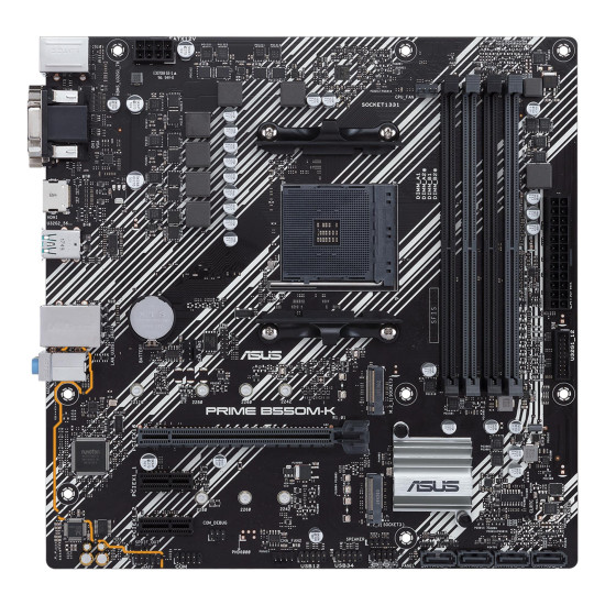 Mainboard|ASUS|AMD B550|SAM4|MicroATX|2xPCI-Express 3.0 1x|2xM.2|1xPCI-Express 4.0 16x|Memory DDR4|Memory slots 4|1x15pin D-sub|1xDVI|1xHDMI|6xUSB 3.2|1xPS/2|1xRJ45|3xAudio port|PRIMEB550M-K