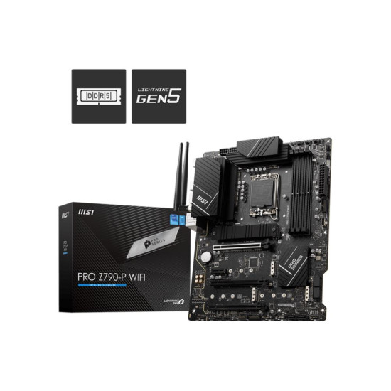 Mainboard|MSI|Intel Z790|LGA1700|ATX|Memory DDR5|Memory slots 4|1xPCI-Express 1x|3xPCI-Express 16x|4xM.2|1xHDMI|1xDisplayPort|4xUSB 2.0|3xUSB 3.2|1xUSB-C|1xPS/2|6xAudio port|PROZ790-PWIFI Mainboard|MSI|Intel Z790|LGA1700|ATX|Memory DDR5|Memory slots 4|1xPCI-Express 1x|3xPCI-Express 16x|4xM.2|1xHDMI|1xDisplayPort|4xUSB 2.0|3xUSB 3.2|1xUSB-C|1xPS/2|6xAudio port|PROZ790-PWIFI