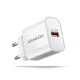 MOBILE CHARGER WALL USB 18W/1PORT WHITE ACU-QC18W AXAGON MOBILE CHARGER WALL USB 18W/1PORT WHITE ACU-QC18W AXAGON