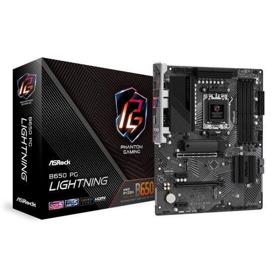 Mainboard|ASROCK|AMD B650|SAM5|ATX|Memory DDR5|Memory slots 4|2xPCI-Express 4.0 1x|2xPCI-Express 4.0 16x|3xM.2|1xHDMI|1xAudio-In|1xAudio-Out|1xMicrophone|4xUSB 2.0|7xUSB 3.2|2xUSB-C|1xRJ45|B650PGLIGHTNING
