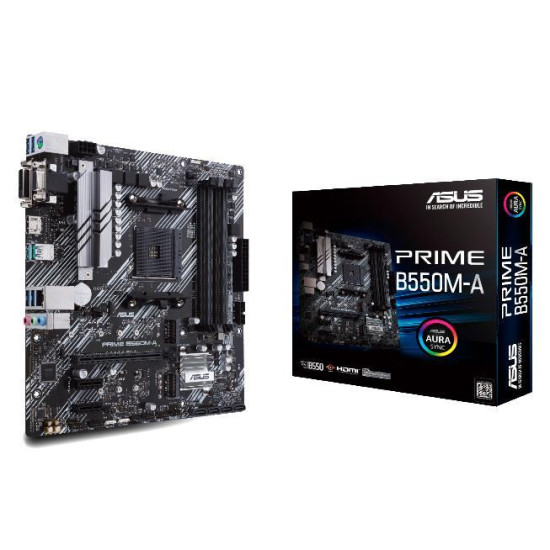 Mainboard|ASUS|AMD B550|SAM4|MicroATX|Memory DDR4|Memory slots 4|2xPCI-Express 3.0 1x|1xPCI-Express 4.0 16x|2xM.2|1x15pin D-sub|1xDVI-D|1xHDMI|6xUSB 3.2|1xPS/2|1xRJ45|3xAudio port|PRIMEB550M-A Mainboard|ASUS|AMD B550|SAM4|MicroATX|Memory DDR4|Memory slots 4|2xPCI-Express 3.0 1x|1xPCI-Express 4.0 16x|2xM.2|1x15pin D-sub|1xDVI-D|1xHDMI|6xUSB 3.2|1xPS/2|1xRJ45|3xAudio port|PRIMEB550M-A
