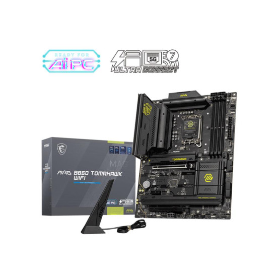 Mainboard|MSI|Intel B860 Express|LGA1851|ATX|Memory DDR5|Memory slots 4|1xPCI-Express 4.0 1x|1xPCI-Express 4.0 4x |1xPCI-Express 5.0 16x|3xM.2|1xHDMI|1xDisplayPort|8xUSB 2.0|6xUSB 3.2|3xUSB-C|1xOptical S/PDIF|1xRJ45|3xAudio port|1xThunderbolt|MAGB860TOMAH Mainboard|MSI|Intel B860 Express|LGA1851|ATX|Memory DDR5|Memory slots 4|1xPCI-Express 4.0 1x|1xPCI-Express 4.0 4x |1xPCI-Express 5.0 16x|3xM.2|1xHDMI|1xDisplayPort|8xUSB 2.0|6xUSB 3.2|3xUSB-C|1xOptical S/PDIF|1xRJ45|3xAudio port|1xThunderbolt|MAGB860TOMAH