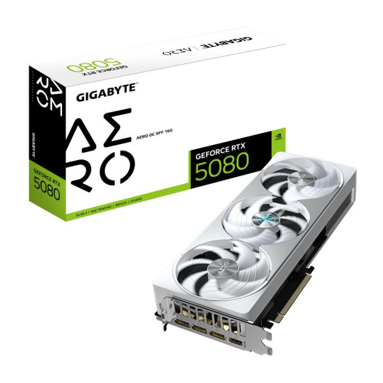 Graphics Card|GIGABYTE|NVIDIA GeForce RTX 5080|16 GB|GDDR7|256 bit|PCIE 5.0 16x|GPU 2617 MHz|Dual Slot Fansink|1xHDMI|3xDisplayPort|GV-N5080AEROOC-16GD1.0 Graphics Card|GIGABYTE|NVIDIA GeForce RTX 5080|16 GB|GDDR7|256 bit|PCIE 5.0 16x|GPU 2617 MHz|Dual Slot Fansink|1xHDMI|3xDisplayPort|GV-N5080AEROOC-16GD1.0