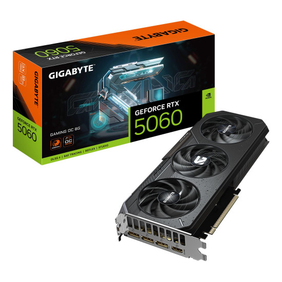 Graphics Card|GIGABYTE|NVIDIA|GeForce RTX 5060|2595 MHz|8 GB|GDDR7|128 bit|PCI Express 5.0|Active|GV-N5060GAMINGOC-8GD Graphics Card|GIGABYTE|NVIDIA|GeForce RTX 5060|2595 MHz|8 GB|GDDR7|128 bit|PCI Express 5.0|Active|GV-N5060GAMINGOC-8GD