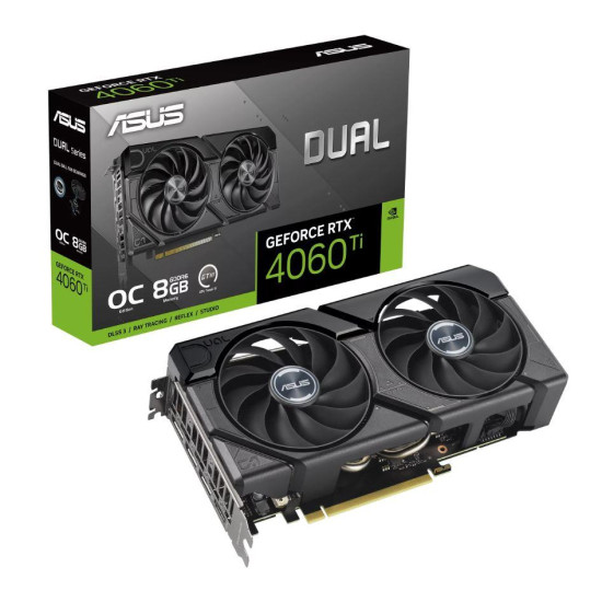 Graphics Card|ASUS|NVIDIA GeForce RTX 4060 Ti|8 GB|GDDR6|128 bit|PCIE 4.0 16x|GPU 2565 MHz|Dual Slot Fansink|1xHDMI|3xDisplayPort|DUAL-RTX4060TI-O8G-EVO Graphics Card|ASUS|NVIDIA GeForce RTX 4060 Ti|8 GB|GDDR6|128 bit|PCIE 4.0 16x|GPU 2565 MHz|Dual Slot Fansink|1xHDMI|3xDisplayPort|DUAL-RTX4060TI-O8G-EVO