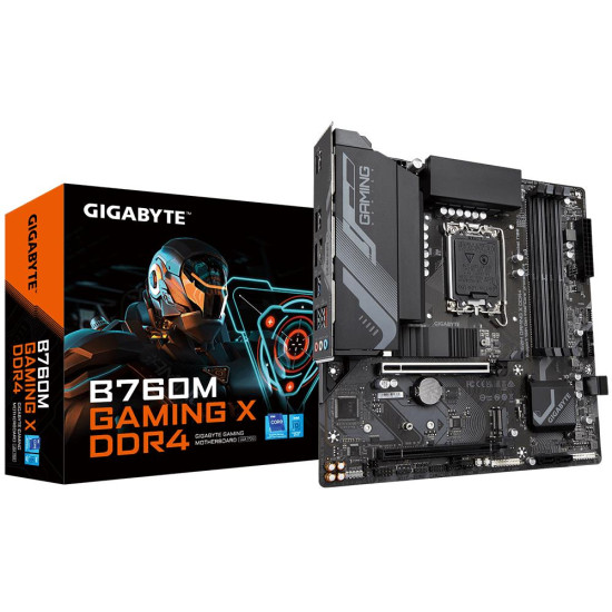 Mainboard|GIGABYTE|Intel B760 Express|LGA1700|Micro-ATX|Memory DDR4|Memory slots 4|1xPCI-Express 3.0 16x|1xPCI-Express 4.0 16x|2xM.2|1xHDMI|1xDisplayPort|5xUSB 2.0|3xUSB 3.2|3xAudio port|B760MGAMINGXDDR4 Mainboard|GIGABYTE|Intel B760 Express|LGA1700|Micro-ATX|Memory DDR4|Memory slots 4|1xPCI-Express 3.0 16x|1xPCI-Express 4.0 16x|2xM.2|1xHDMI|1xDisplayPort|5xUSB 2.0|3xUSB 3.2|3xAudio port|B760MGAMINGXDDR4