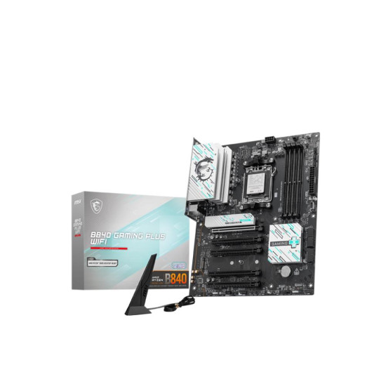 Mainboard|MSI|AMD B840|SAM5|ATX|Memory slots 4|5xPCI-Express 16x|2xM.2|1xHDMI|1xAudio-In|1xAudio-Out|1xMicrophone|4xUSB 2.0|3xUSB 3.2|1xUSB-C|1xRJ45|B840GAMINGPLUSWIFI Mainboard|MSI|AMD B840|SAM5|ATX|Memory slots 4|5xPCI-Express 16x|2xM.2|1xHDMI|1xAudio-In|1xAudio-Out|1xMicrophone|4xUSB 2.0|3xUSB 3.2|1xUSB-C|1xRJ45|B840GAMINGPLUSWIFI