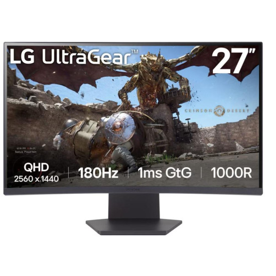 LCD Monitor|LG|27GS60QC-B|27"|Gaming/Curved|Panel VA|2560x1440|16:9|180 Hz|Matte|1 ms|Tilt|Colour Black|27GS60QC-B LCD Monitor|LG|27GS60QC-B|27"|Gaming/Curved|Panel VA|2560x1440|16:9|180 Hz|Matte|1 ms|Tilt|Colour Black|27GS60QC-B