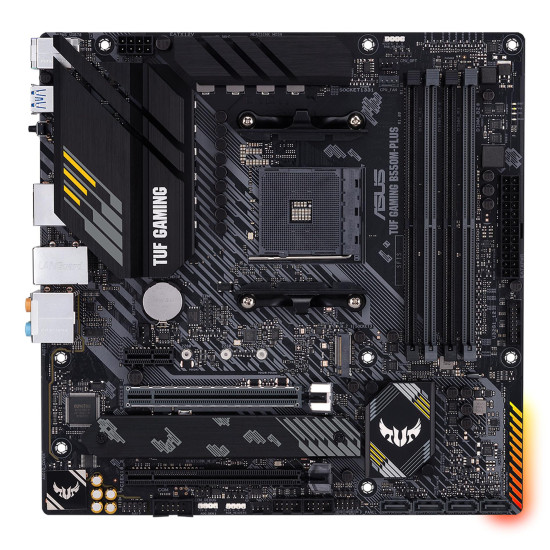 Mainboard|ASUS|AMD B550|SAM4|MicroATX|1xPCI-Express 3.0 1x|1xPCI-Express 3.0 16x|2xM.2|1xPCI-Express 4.0 16x|Memory DDR4|Memory slots 4|1xHDMI|1xDisplayPort|2xUSB 2.0|1xUSB type C|5xUSB 3.2|1xPS/2|1xOptical S/PDIF|1xRJ45|5xAudio port|TUFGAMINGB550M-PLUS