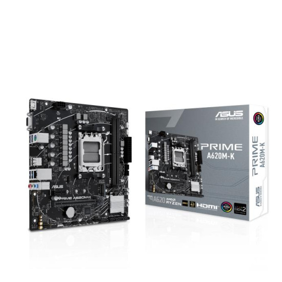 Mainboard|ASUS|AMD A620|Micro-ATX|Memory DDR5|Memory slots 2|1xPCI-Express 3.0 1x|1xPCI-Express 4.0 16x|1xM.2|1x15pin D-sub|1xHDMI|2xUSB 2.0|4xUSB 3.2|1xPS/2|1xRJ45|3xAudio port|PRIMEA620M-K Mainboard|ASUS|AMD A620|Micro-ATX|Memory DDR5|Memory slots 2|1xPCI-Express 3.0 1x|1xPCI-Express 4.0 16x|1xM.2|1x15pin D-sub|1xHDMI|2xUSB 2.0|4xUSB 3.2|1xPS/2|1xRJ45|3xAudio port|PRIMEA620M-K