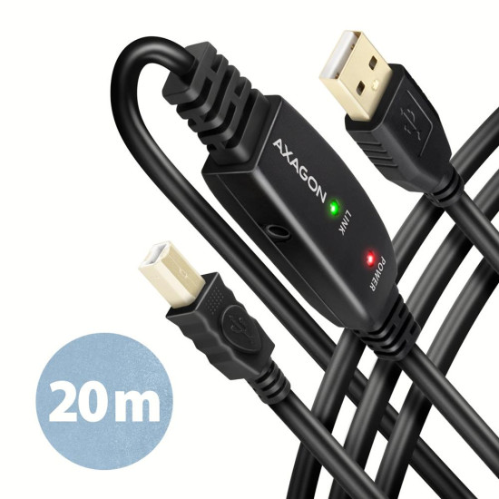 CABLE USB2.0 A-M/B-M ACTIVE/20M ADR-220B AXAGON CABLE USB2.0 A-M/B-M ACTIVE/20M ADR-220B AXAGON
