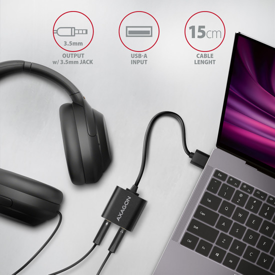 Axagon ADA-12 USB 2.0 Stereo Audio Mini-Adapter 15 cm Kabellänge - Kabel - Audio/Multimedia 2.0 channels Axagon ADA-12 USB 2.0 Stereo Audio Mini-Adapter 15 cm Kabellänge - Kabel - Audio/Multimedia 2.0 channels