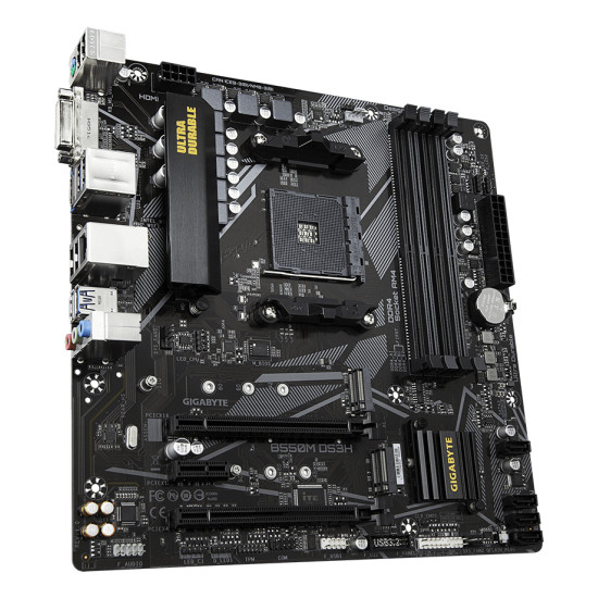 Mainboard|GIGABYTE|AMD B550|SAM4|Micro-ATX|Memory DDR4|Memory slots 4|1xPCI-Express 3.0 1x|1xPCI-Express 3.0 4x|1xPCI-Express 4.0 16x|2xM.2|1xDVI-D|1xHDMI|2xAudio-In|1xAudio-Out|4xUSB 2.0|4xUSB 3.2|1xPS/2|1xRJ45|B550MDS3H1.7 Mainboard|GIGABYTE|AMD B550|SAM4|Micro-ATX|Memory DDR4|Memory slots 4|1xPCI-Express 3.0 1x|1xPCI-Express 3.0 4x|1xPCI-Express 4.0 16x|2xM.2|1xDVI-D|1xHDMI|2xAudio-In|1xAudio-Out|4xUSB 2.0|4xUSB 3.2|1xPS/2|1xRJ45|B550MDS3H1.7