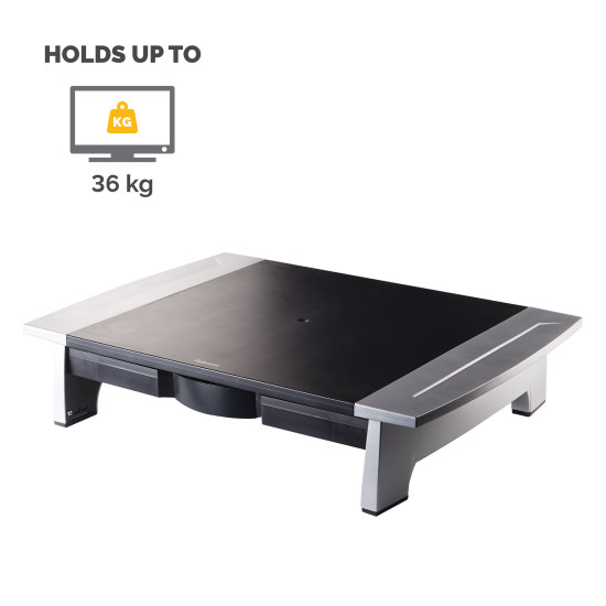 Fellowes Computer Monitor Stand with 5 Height Adjustments - Office Suites Monitor Riser with Storage Tray - Ergonomic Adjustable Monitor Stand for Computers - Max Weight 36KG/Max Size 28" - Graphite Fellowes Computer Monitor Stand with 5 Height Adjustments - Office Suites Monitor Riser with Storage Tray - Ergonomic Adjustable Monitor Stand for Computers - Max Weight 36KG/Max Size 28" - Graphite