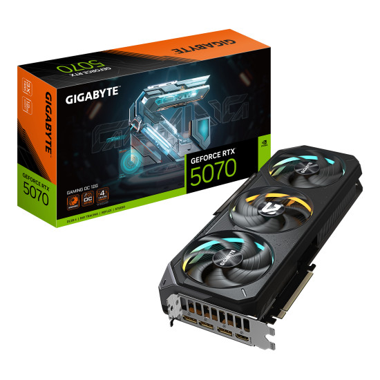 GIGABYTE GeForce RTX 5070 GAMING OC 12G Graphics Card - 12GB GDDR7, 192bit, PCI-E 5.0, 2625 MHz Core Clock, 3 x DP 2.1a, 1 x HDMI 2.1b, NVIDIA DLSS 4, GV-N5070GAMING OC-12GD GIGABYTE GeForce RTX 5070 GAMING OC 12G Graphics Card - 12GB GDDR7, 192bit, PCI-E 5.0, 2625 MHz Core Clock, 3 x DP 2.1a, 1 x HDMI 2.1b, NVIDIA DLSS 4, GV-N5070GAMING OC-12GD