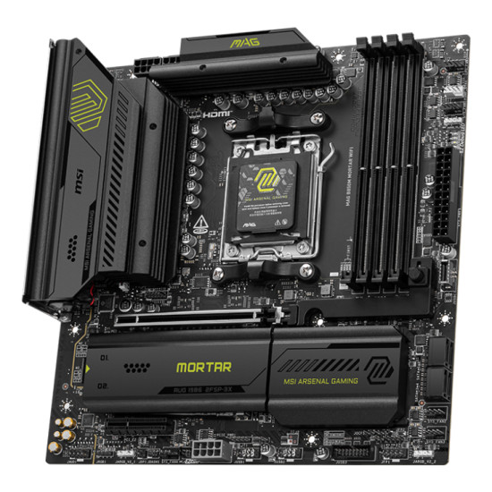 Mainboard|MSI|AMD B850|SAM5|Micro-ATX|Memory DDR5|Memory slots 4|1xPCI-Express 4.0 4x |1xPCI-Express 4.0 8x|1xPCI-Express 4.0 16x|1xPCI-Express 5.0 16x|3xM.2|1xHDMI|3xUSB 2.0|4xUSB 3.2|2xUSB-C|1xOptical S/PDIF|1xRJ45|2xAudio port|MAGB850MMORTARWIFI Mainboard|MSI|AMD B850|SAM5|Micro-ATX|Memory DDR5|Memory slots 4|1xPCI-Express 4.0 4x |1xPCI-Express 4.0 8x|1xPCI-Express 4.0 16x|1xPCI-Express 5.0 16x|3xM.2|1xHDMI|3xUSB 2.0|4xUSB 3.2|2xUSB-C|1xOptical S/PDIF|1xRJ45|2xAudio port|MAGB850MMORTARWIFI