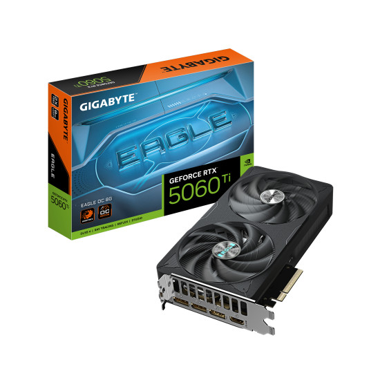 GeForce RTX 5060 Ti EAGLE OC 8G Graphics Card - 8GB GDDR7, 128bit, PCI-E 5.0, 2617MHz Core Clock, 3 x DisplayPort, 1 x HDMI, GV-N506TEAGLE OC-8GD GeForce RTX 5060 Ti EAGLE OC 8G Graphics Card - 8GB GDDR7, 128bit, PCI-E 5.0, 2617MHz Core Clock, 3 x DisplayPort, 1 x HDMI, GV-N506TEAGLE OC-8GD