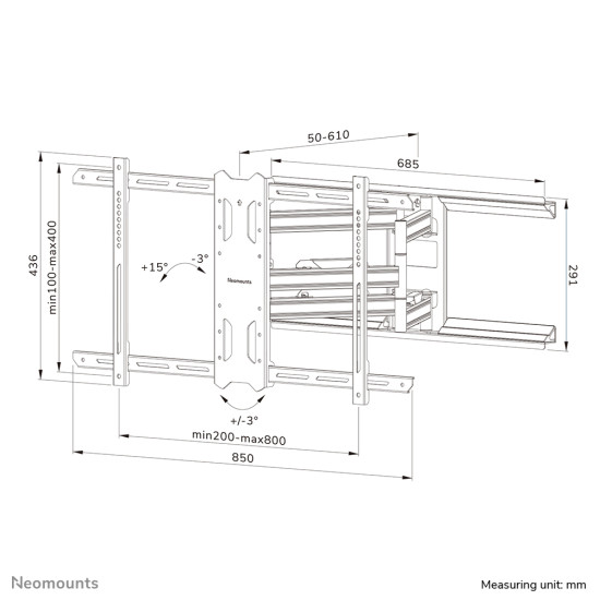 Neomounts WL40S-850BL18 TV mount wall 43-86" - full motion - fast installation