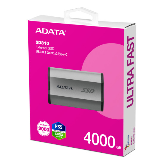 External SSD|ADATA|SD810|4TB|USB-C|Write speed 2000 MBytes/sec|Read speed 2000 MBytes/sec|SD810-4000G-CSG