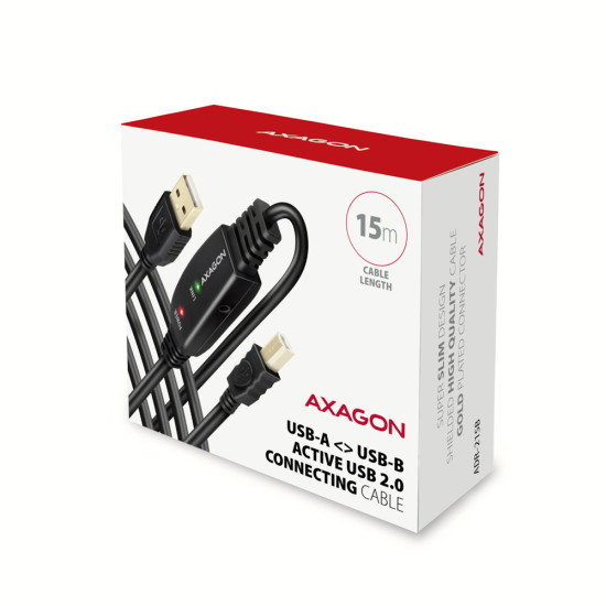 Axagon ADR-215B USB 2.0 A-M -> B-M active connecting/repeater cable 15m - Kabel - Digital/Daten USB cable USB A USB B Black Axagon ADR-215B USB 2.0 A-M -> B-M active connecting/repeater cable 15m - Kabel - Digital/Daten USB cable USB A USB B Black