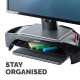 Fellowes Computer Monitor Stand with 3 Height Adjustments - Smart Suites Monitor Riser Plus with Storage Area - Ergonomic Adjustable Monitor Stand for Computers - Max Weight 10KG/Max Size 21" - Black Fellowes Computer Monitor Stand with 3 Height Adjustments - Smart Suites Monitor Riser Plus with Storage Area - Ergonomic Adjustable Monitor Stand for Computers - Max Weight 10KG/Max Size 21" - Black