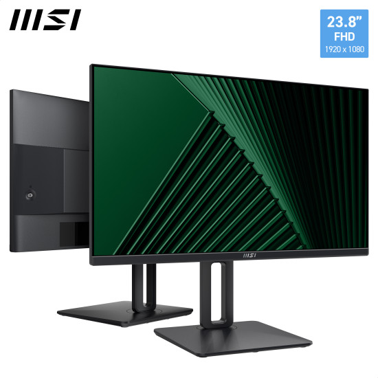 MSI Pro MP245PG 24 Inch Monitor, FHD (1920 x 1080), 100Hz, IPS, 1ms, 1x HDMI 1.4b, 1x DP 1.2a output, 1x D-Sub(VGA), Built-in Speakers, Anti-Glare, Anti-Flicker, Less Blue light, TÜV Certified, VESA, Kensington, 4-way adjustable stand, Black MSI Pro MP245PG 24 Inch Monitor, FHD (1920 x 1080), 100Hz, IPS, 1ms, 1x HDMI 1.4b, 1x DP 1.2a output, 1x D-Sub(VGA), Built-in Speakers, Anti-Glare, Anti-Flicker, Less Blue light, TÜV Certified, VESA, Kensington, 4-way adjustable stand, Black
