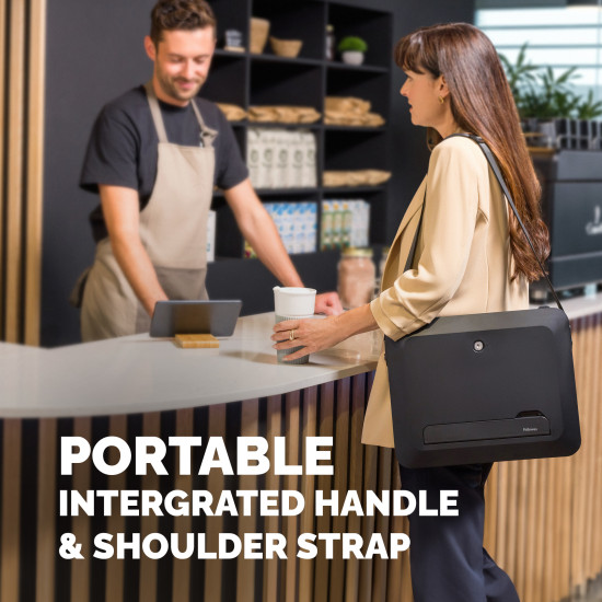Fellowes Laptop Carry Case with Built-in Laptop Stand - Breyta Lockable Laptop Carry Case for Hybrid Working & Laptops Up To 14"/4KG - Black Fellowes Laptop Carry Case with Built-in Laptop Stand - Breyta Lockable Laptop Carry Case for Hybrid Working & Laptops Up To 14"/4KG - Black