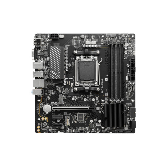 Mainboard|MSI|AMD B650|SAM5|Micro-ATX|Memory DDR5|Memory slots 4|2xPCI-Express 1x|1xPCI-Express 16x|2xM.2|1x15pin D-sub|1xHDMI|1xDisplayPort|4xUSB 2.0|4xUSB 3.2|1xPS/2|1xRJ45|3xAudio port|PROB650M-P Mainboard|MSI|AMD B650|SAM5|Micro-ATX|Memory DDR5|Memory slots 4|2xPCI-Express 1x|1xPCI-Express 16x|2xM.2|1x15pin D-sub|1xHDMI|1xDisplayPort|4xUSB 2.0|4xUSB 3.2|1xPS/2|1xRJ45|3xAudio port|PROB650M-P