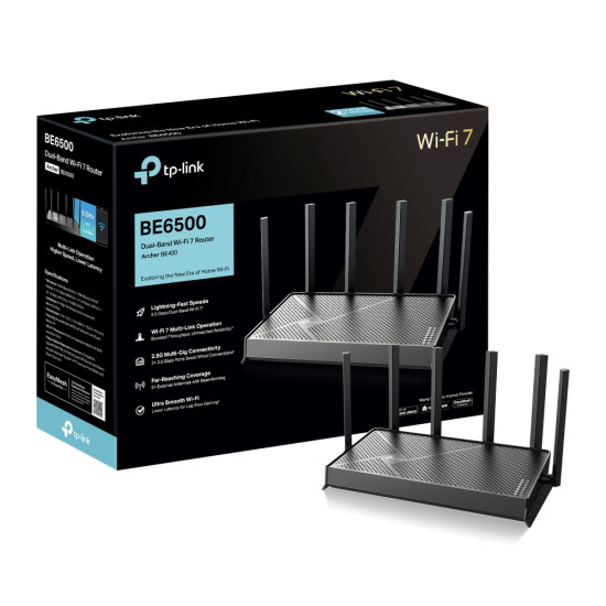 TP-Link Archer BE400 wireless router 2.5 Gigabit Ethernet Dual-band (2.4 GHz / 5 GHz) Black TP-Link Archer BE400 wireless router 2.5 Gigabit Ethernet Dual-band (2.4 GHz / 5 GHz) Black