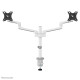 NEOMOUNTS SCREEN DESK MOUNT FOR TWO MONITORS, WHITE (CLAMP+GROMMET)