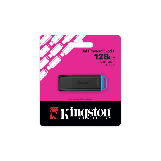 128GB Portable USB 3.2 Gen 1 DataTraveler Exodia Black/Blue