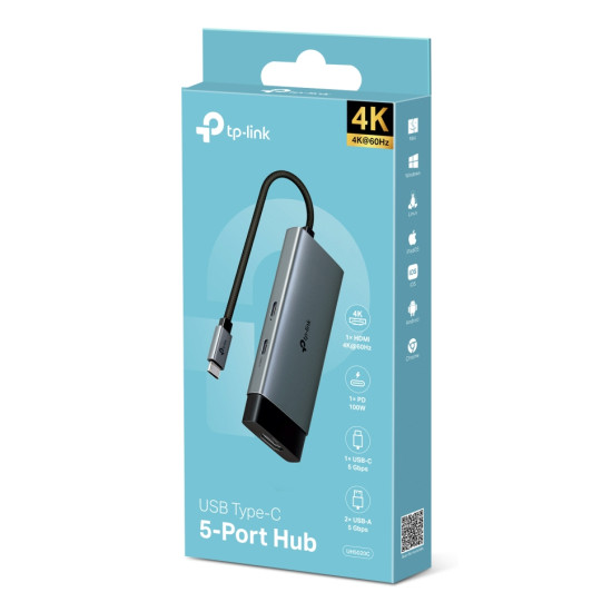 TP-Link UH5020C interface hub USB Type-C 5000 Mbit/s Grey TP-Link UH5020C interface hub USB Type-C 5000 Mbit/s Grey