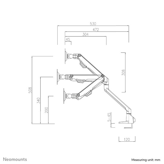Neomounts FPMA-D750DWHITE2 Monitor arm 10-32" - gas spring - Topfix - 180°-stop Neomounts FPMA-D750DWHITE2 Monitor arm 10-32" - gas spring - Topfix - 180°-stop