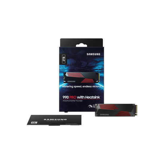 SSD|SAMSUNG|990 PRO with Heatsink|2TB|M.2|PCIE|NVMe|MLC|Write speed 6900 MBytes/sec|Read speed 7450 MBytes/sec|2.3mm|TBW 1200 TB|MTBF 1500000 hours|MZ-V9P2T0CW
