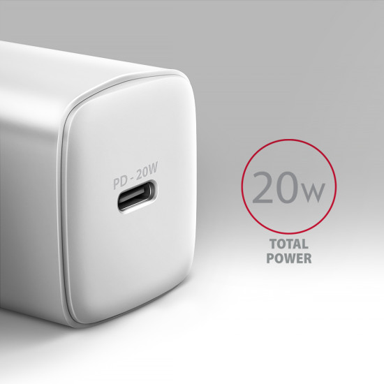 MOBILE CHARGER WALL USB-C 20W/1PORT WHITE ACU-PD20W AXAGON MOBILE CHARGER WALL USB-C 20W/1PORT WHITE ACU-PD20W AXAGON