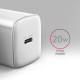 MOBILE CHARGER WALL USB-C 20W/1PORT WHITE ACU-PD20W AXAGON MOBILE CHARGER WALL USB-C 20W/1PORT WHITE ACU-PD20W AXAGON