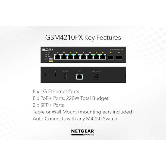 NETGEAR 8x1G PoE+ 110W 1x1G and 1xSFP Managed Switch NETGEAR 8x1G PoE+ 110W 1x1G and 1xSFP Managed Switch