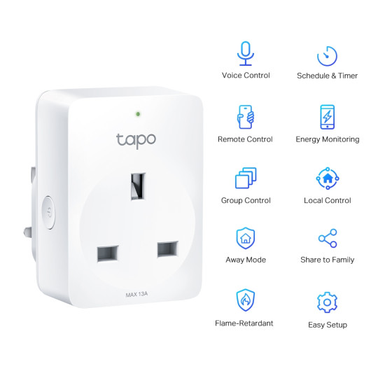 TP-Link Tapo Mini Smart Wi-Fi Socket, Energy Monitoring TP-Link Tapo Mini Smart Wi-Fi Socket, Energy Monitoring