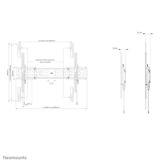 TV SET ACC WALL MOUNT/WL30S-950BL19 NEOMOUNTS